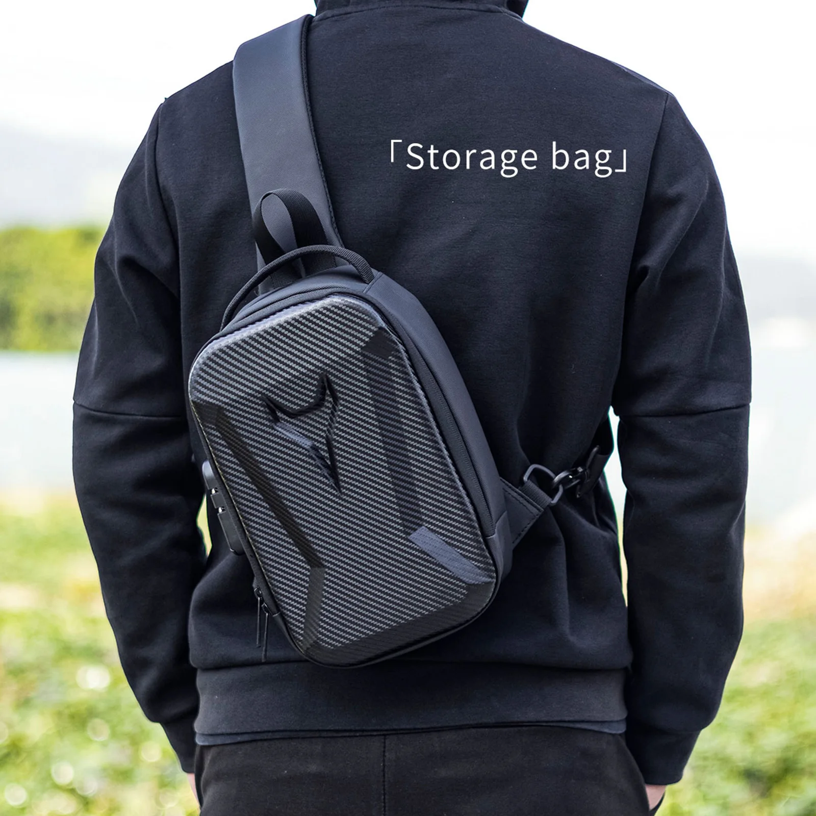 

Anti-Theft Sling Bag with Lock Hard Shell Travel Hiking Purse One Strap Motorcycle Messenger Bag Daypack for Men Cycling