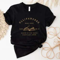 Ollivanders Wand Shop T Shirt Wizard Book Shop Shirt HP Shirts Book Nerd Aesthetic Clothes Magic Tee Unisex Short Sleeve Tops