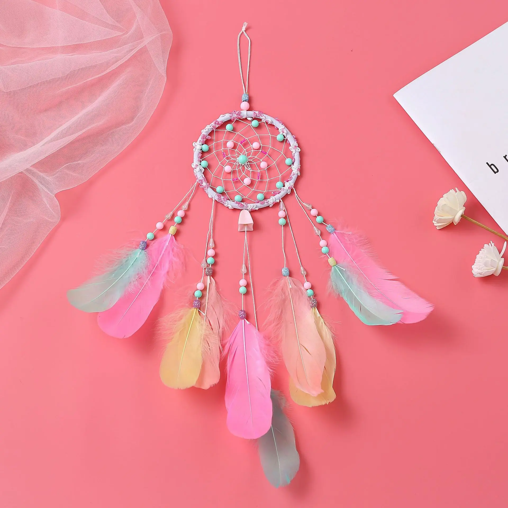 Color Dream Catcher Handmade Feather Pendant Home Decor Creative Gift Car Hanging Wind Chimes Dreamcatcher Decoration