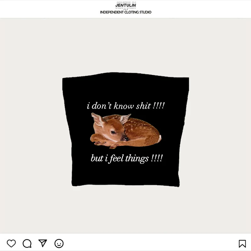 귀여운 작은 사슴 그래픽 프린트 크롭탑 2000년대 Y2K 탱크탑 고딕 슬림 민소매 코케트 베스트 캐주얼 코르셋 에모걸