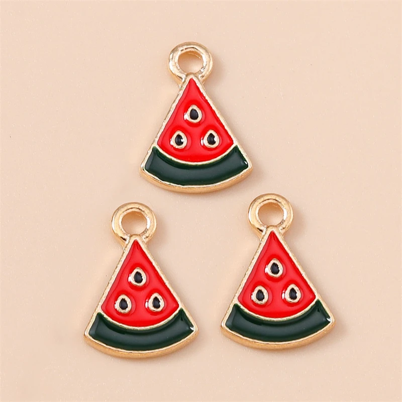 20 Stück 12x16mm Niedliche Frucht-Anhänger aus Emaille, Wassermelonen-Anhänger für Schmuckherstellung, Ohrringe, Halsketten, DIY-Bastelzubehör – Detail 3