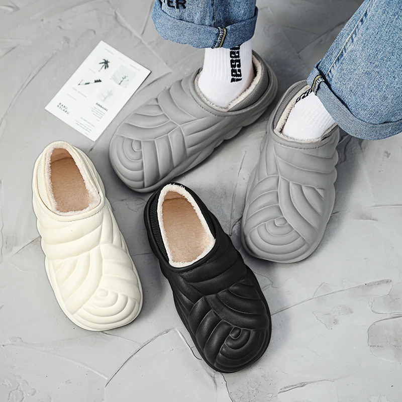 2024 New Plush Warm Home EVA Slippers Lightweight, Soft and Comfortable Winter Slippers Men's Women's Cotton Shoes Plush Slipper