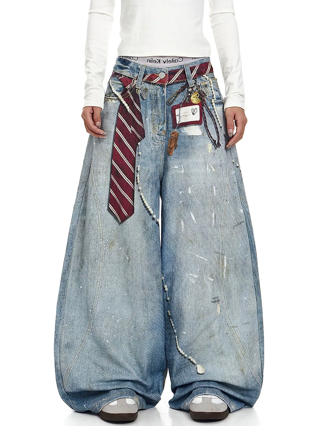 

Женские белые мешковатые джинсы Y2k в японском стиле 2000-х годов, уличная одежда, джинсовые брюки-бойфренды, винтажные джинсовые брюки большого размера в стиле Харадзюку, осень