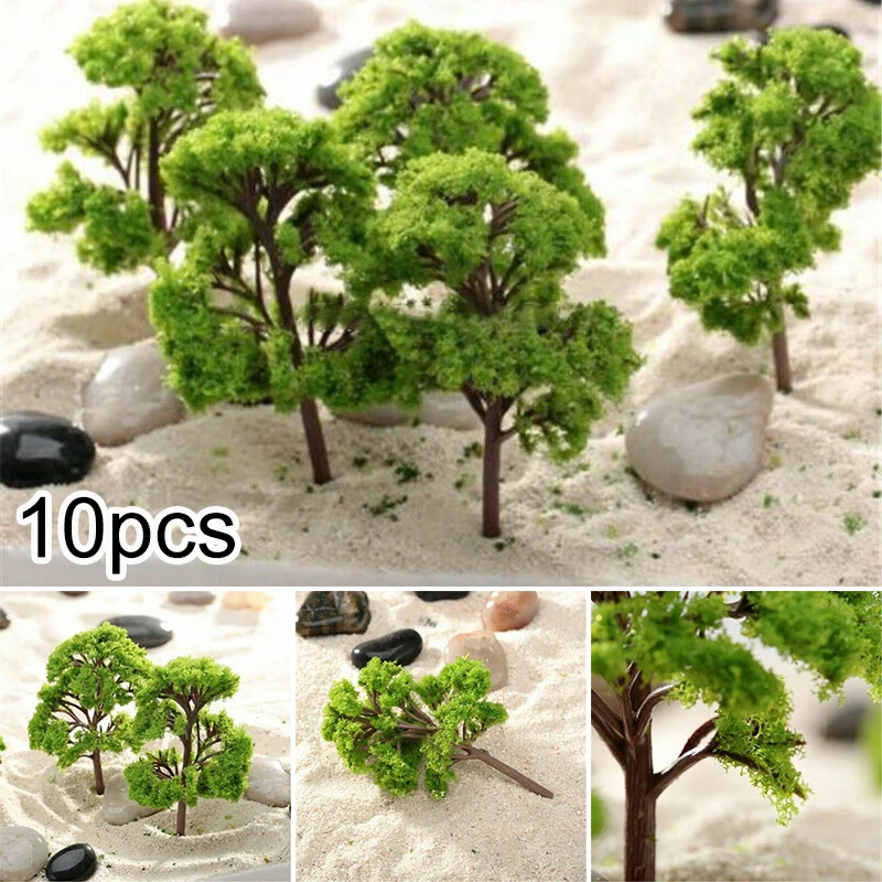 10Pcs 9cm HO OO Scale Model Trees Train Railroad Layout Diorama Scenery  Sand Table Model Train Model Toy Model