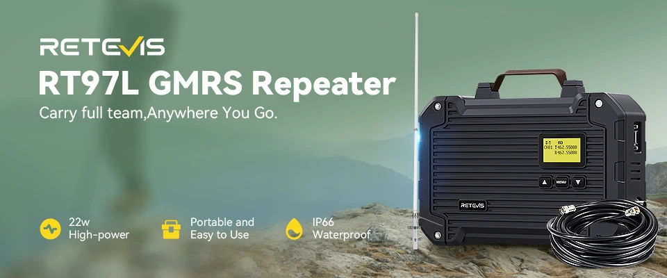 Retevis RT97L Analog Repeater Walkie Talkie GMRS Langstrecken-tragbares Zwei-Wege-Radio Leistungsstarke Toextend-Kommunikationsreichweite – Detail 2