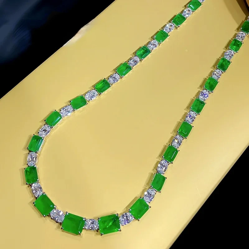 

Gaoding Imitation Columbia Heavy Industry Emerald Necklace Star Same Style 925 Full Body Sterling Silver Dinner Party