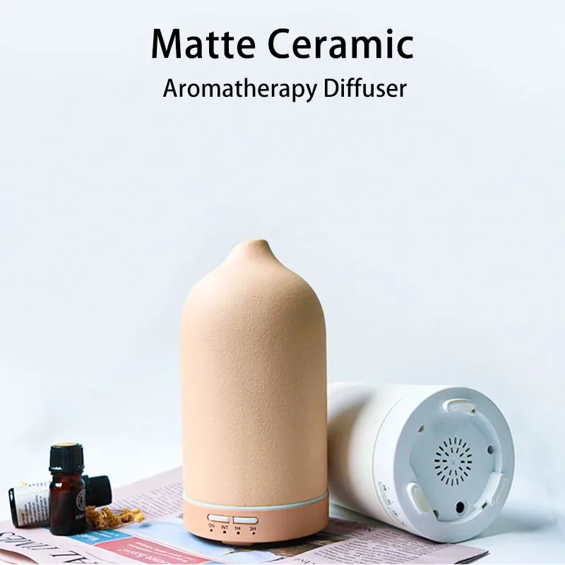 Ceramic Essential Oil Aromatherapy Diffuser with Timer Night Light Auto Off Mist Maker