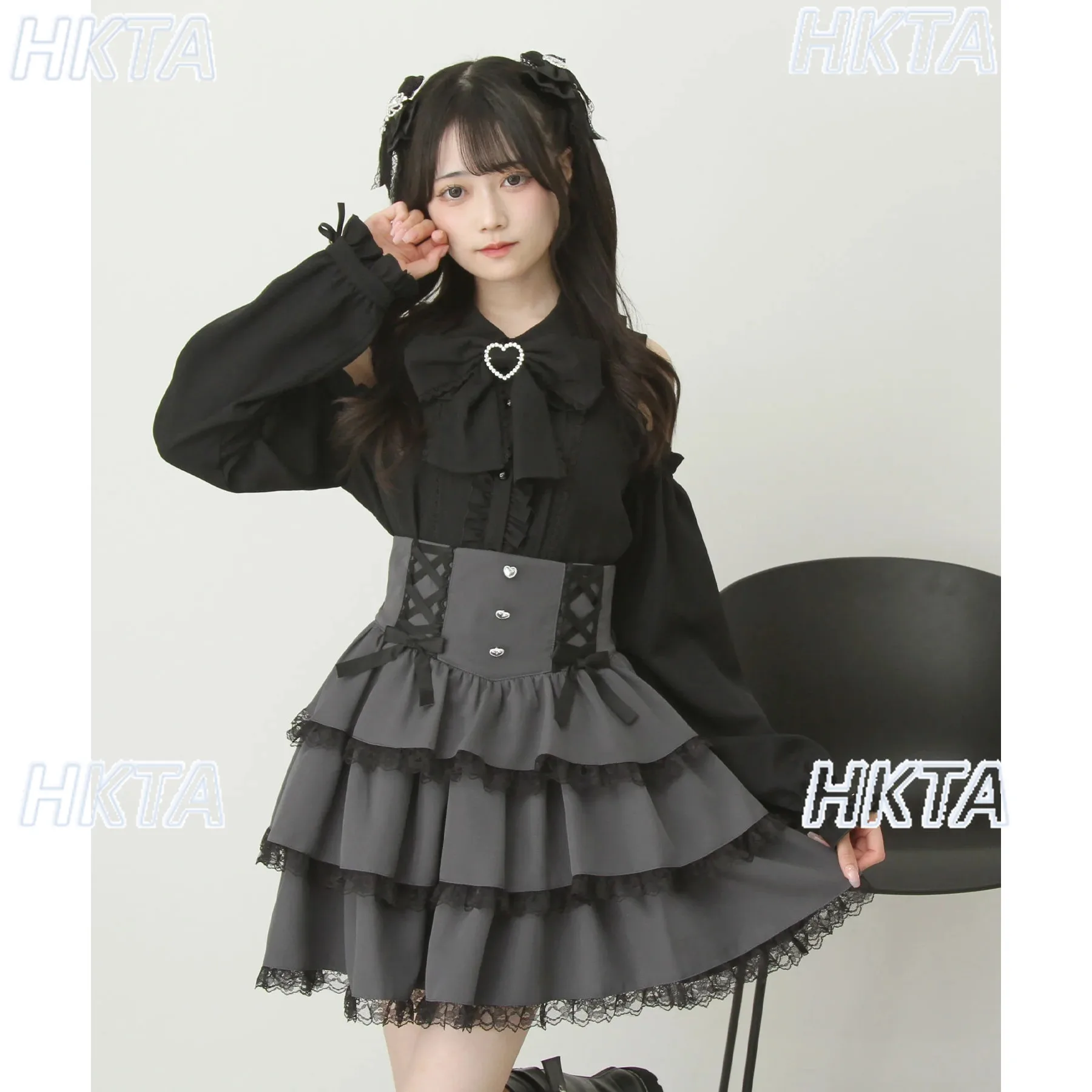 

Японская осенняя новинка 202, милая универсальная кружевная юбка с бантом и ремешком, милая пушистая мини-юбка в стиле Лолиты с тонкой талией для женщин