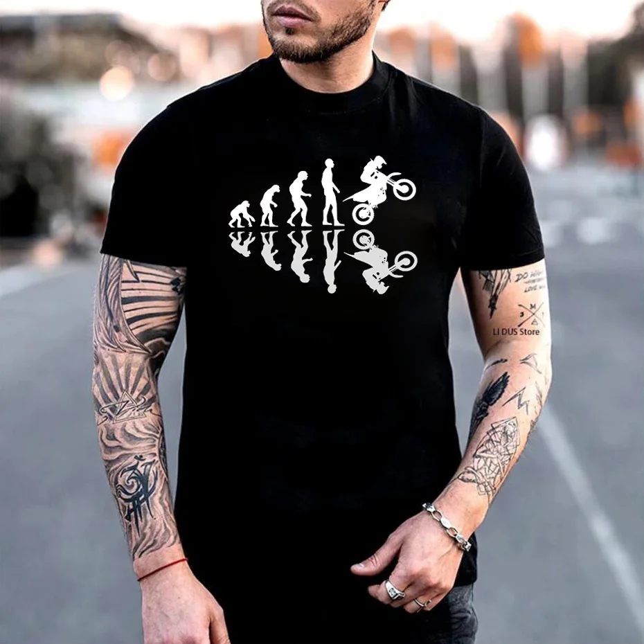 Evolution Biker Unique Shadow T Shirts Man Enduro Cross Motorcycle Racing Leisure T Shirt Men Summer Stuff For Adult Tee Shirt