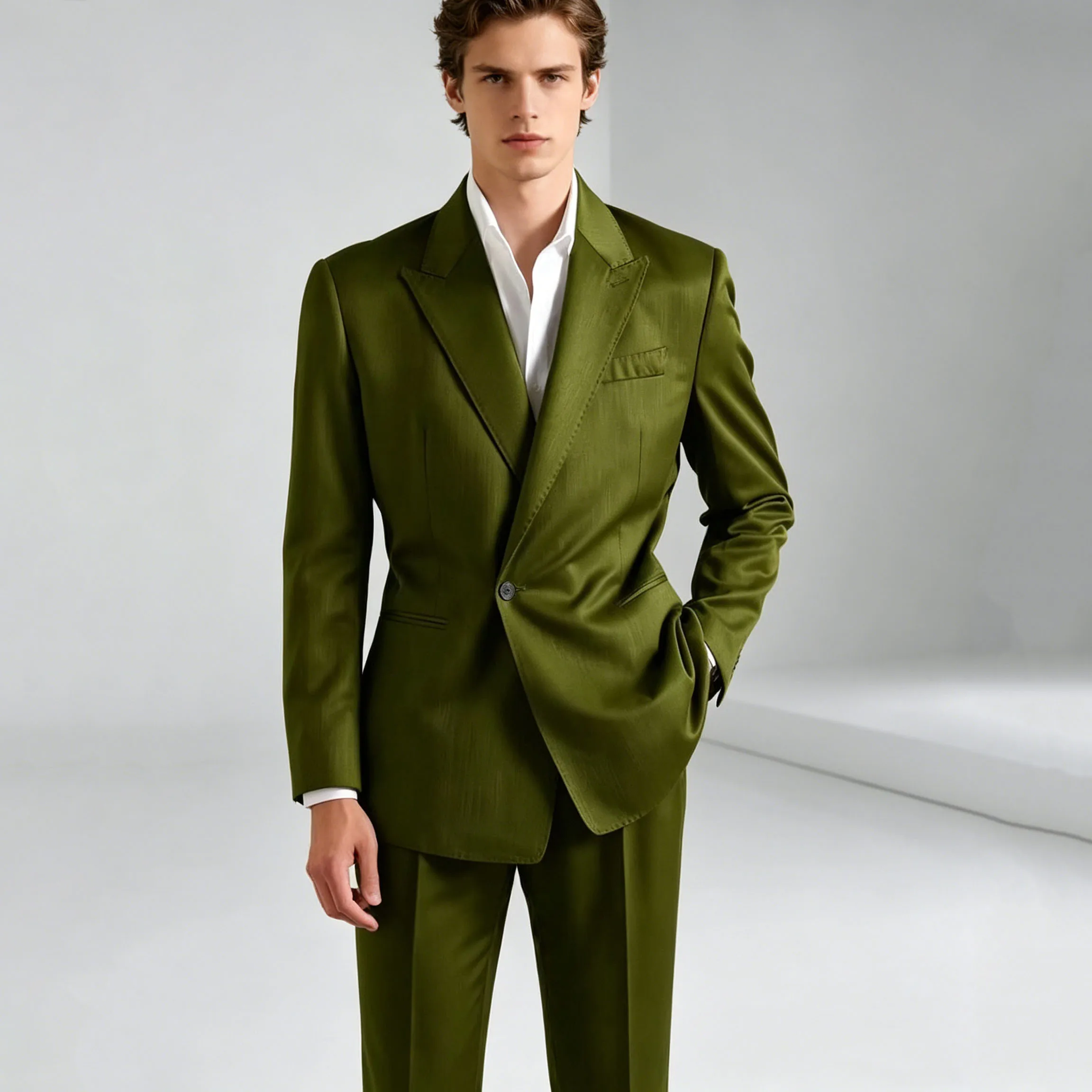 Men's Linen Blend 2-Piece Suit Set Peak Lapel Slim Fit Lightweight Blazer straight-leg pants For Summer Wedding Business Casual