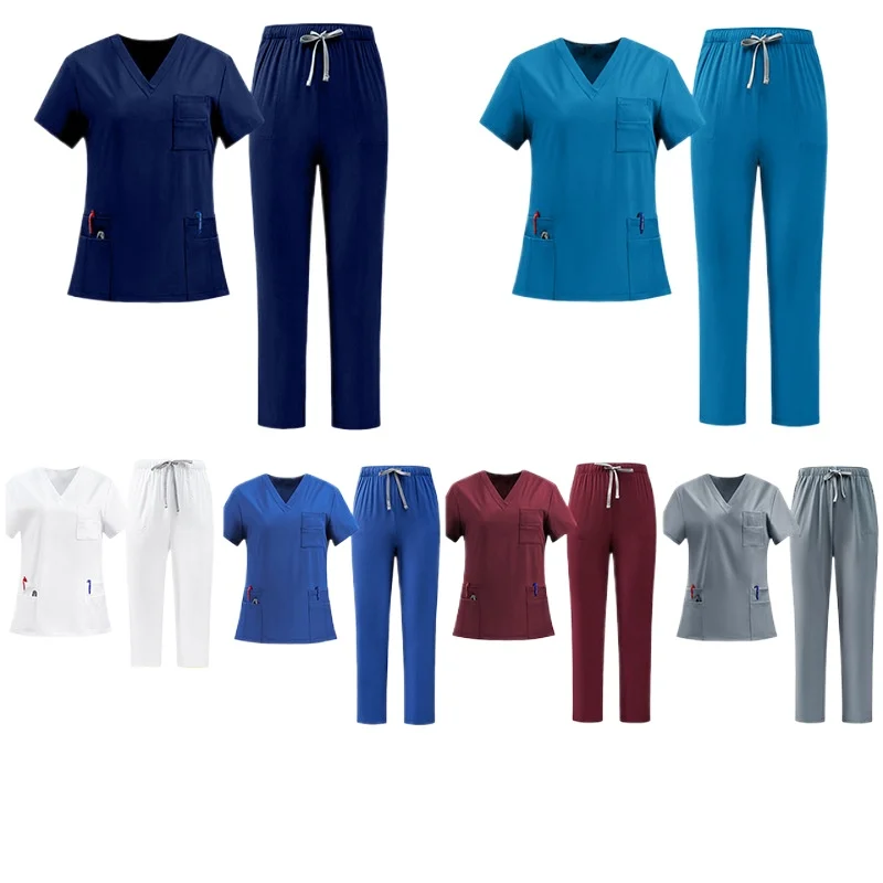 Scrubs Women Man Beauty SPA Uniform Pet Clinic Store Veterinary Dentistry Work Clothes Set Vet Medical Nurse Uniform Unisex