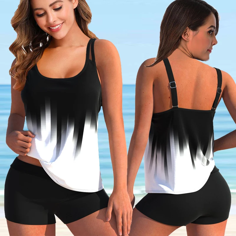 Womens Sexy Bikini Set Two-piece Tankini Swimwear Female Oversize Tankini Bathing Suit Beachwear for Water Sports Swiminmg Pool