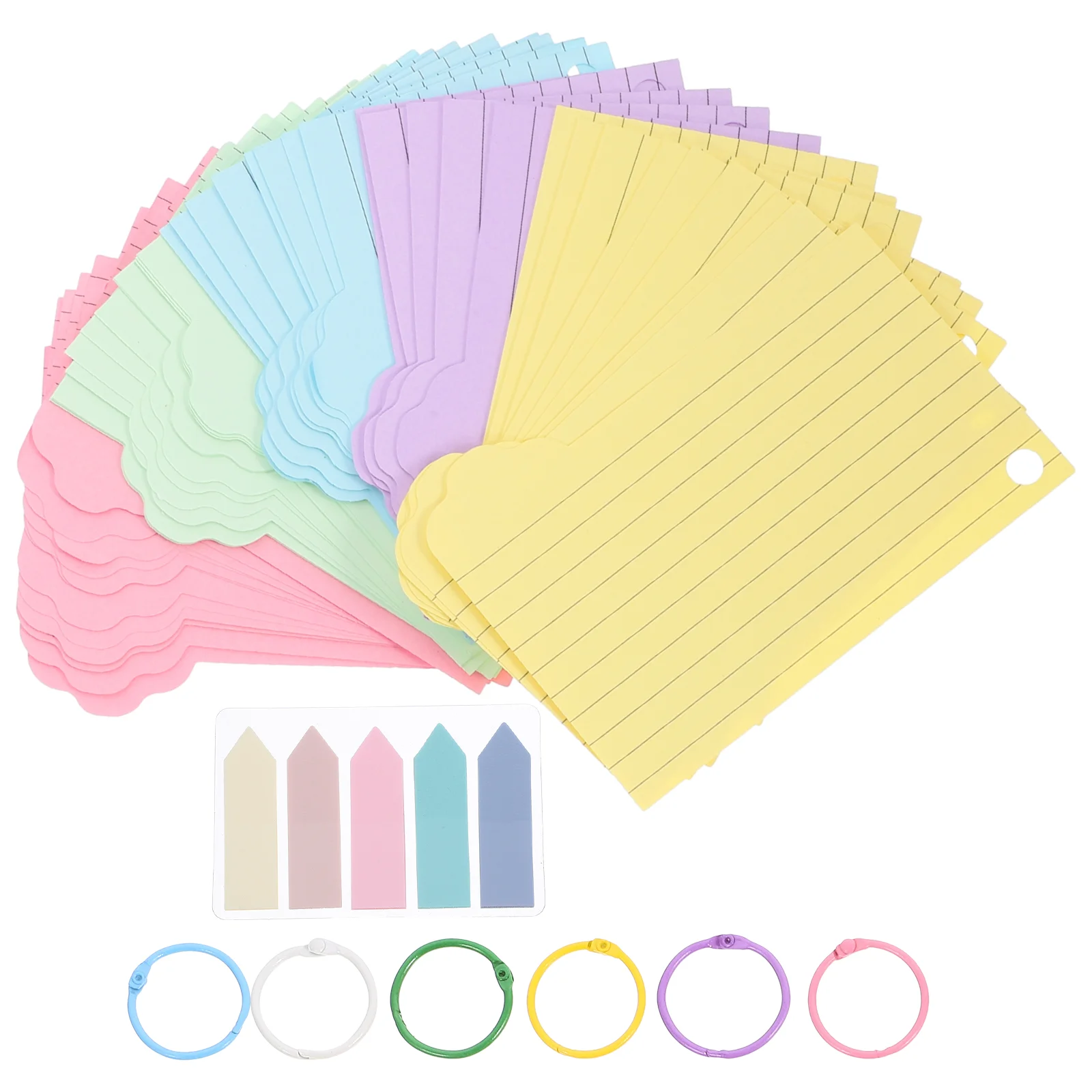 

Index Card Notes Blank Flash Cards Pre Hole Punched Books Flashcards with Binder Colored Paper Office White