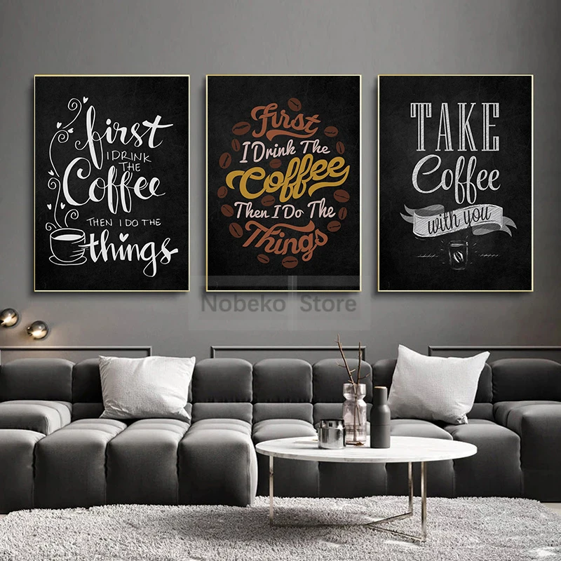 Vintage Chalkboard Style Coffee Poster and Prints Canvas Painting Wall Art Pictures Cafe Restaurant Kitchen Home Room Decor