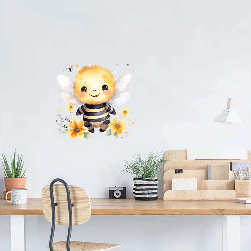 T316# Cute little Bee Cartoon Insect Wall Sticker  Children\'s Bedroom Decoration Sticker Toilet Refrigerator Decal