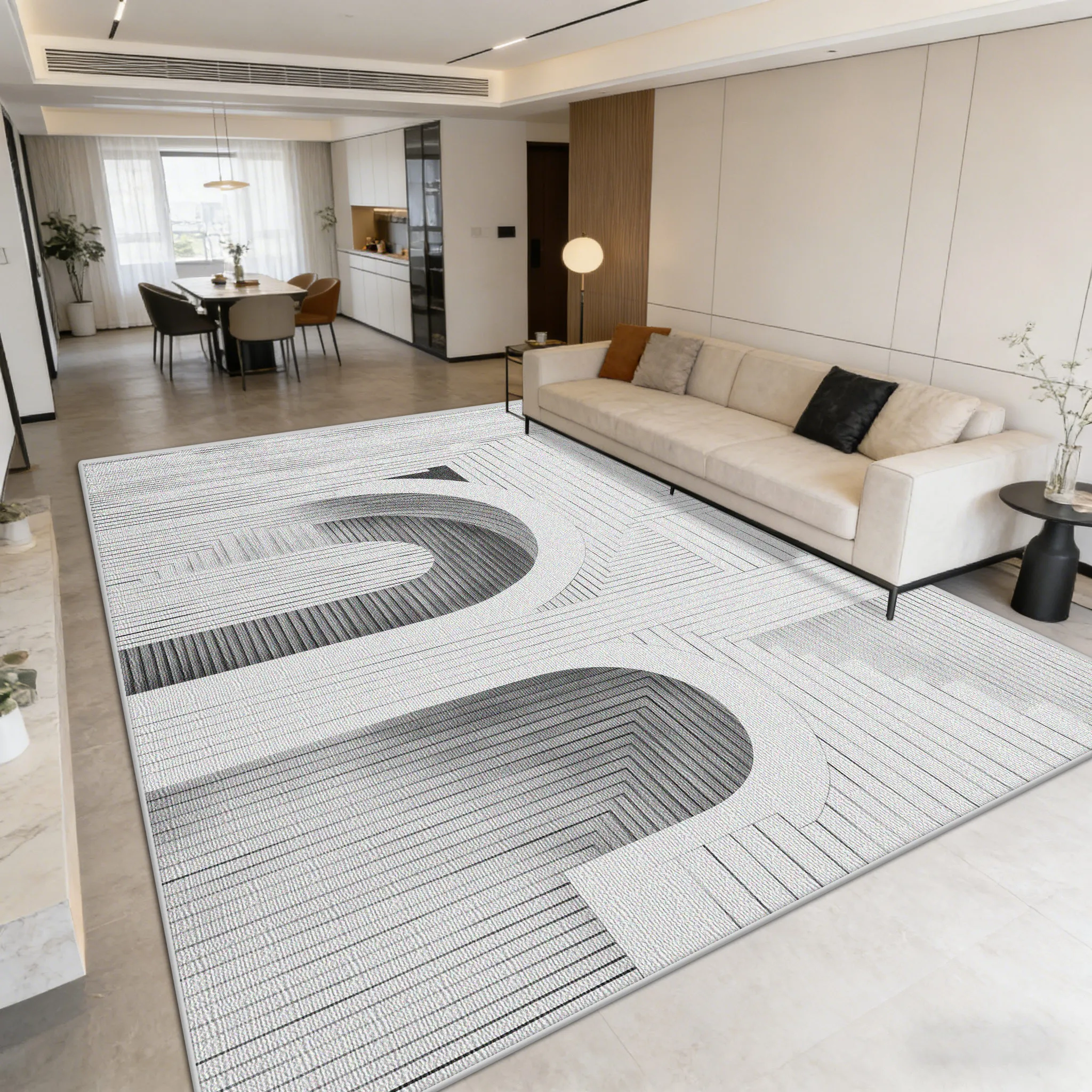 Modern Minimalism Geometric Carpet Home Large Area Non-slip Washable Rugs Easy Clean Cloakroom Bedroom Customizable Floor Mat