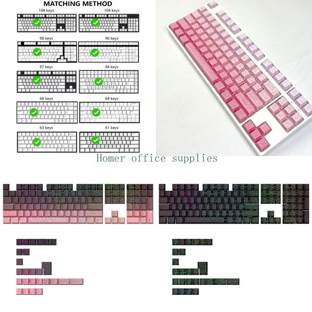 

K43B Wear Resistant PBT Keycaps Side Printing Original Height for 61 64 68 75 84
