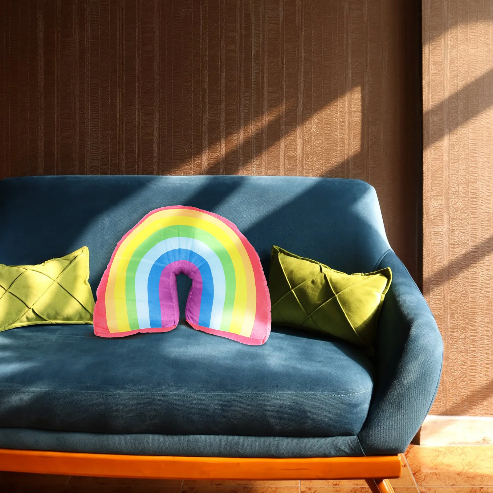 

1Pcs Rainbow Throw Pillow Comfortable PP Cotton Filling Soft Elastic for Home Sofa Chair Decor Rainbow Shape Throw Pillow