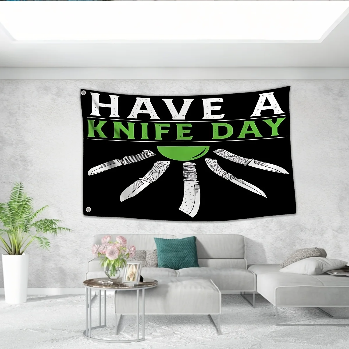 Funny Knife Day Banner Tapestry Kitchen Wall Decor Art for Chef Culinary BBQ Knife Enthusiast Gift Houseware Flag 60x90cm 24x35i
