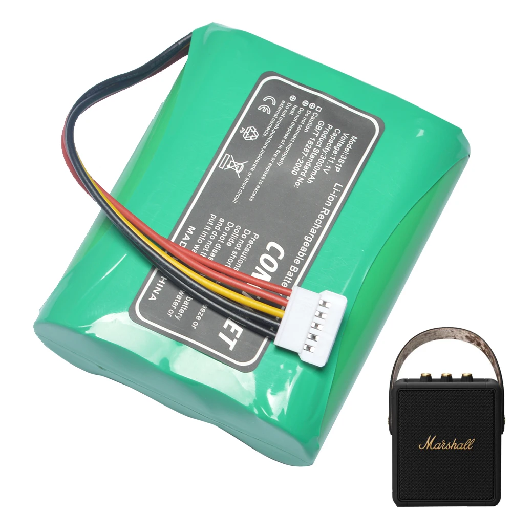 بطارية 10.8 فولت 3400 مللي أمبير في الساعة C406A1 3INR19/66 لمكبر الصوت اللاسلكي مارشال ستوكويل 2 II 2nd بلوتوث أسود