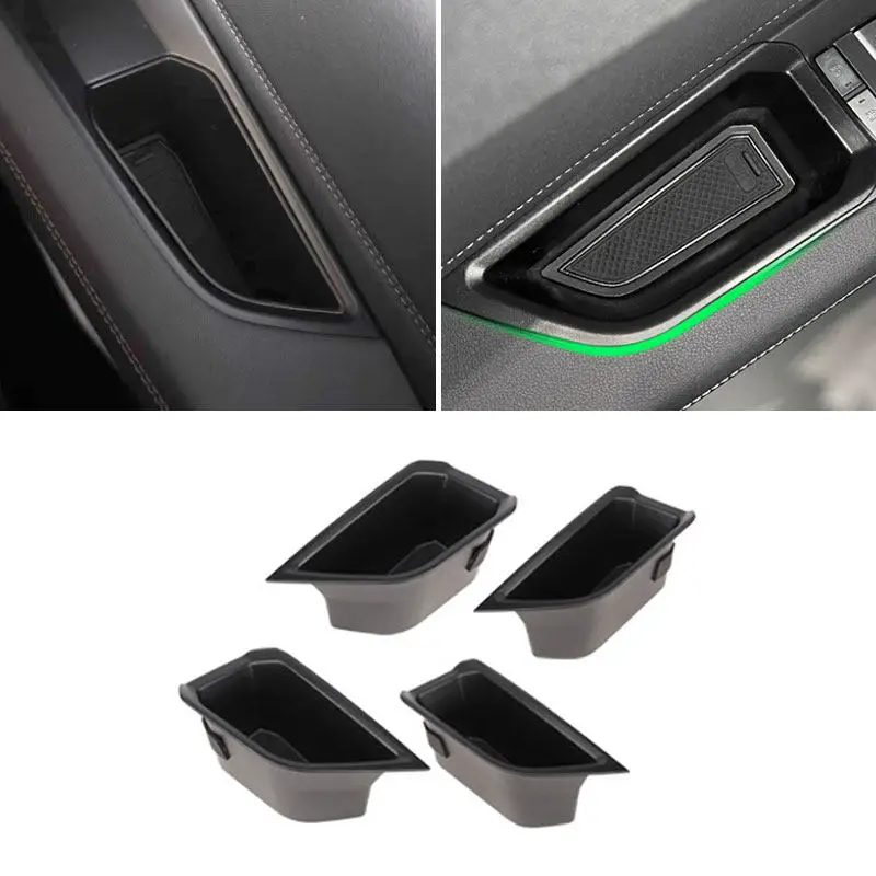 

For Audi Q4/Q5 E-Tron 2022 Car Interior Driver/Passenger Side Door Armrest Handle Black Storage Box Trim ABS Plastic Accessories
