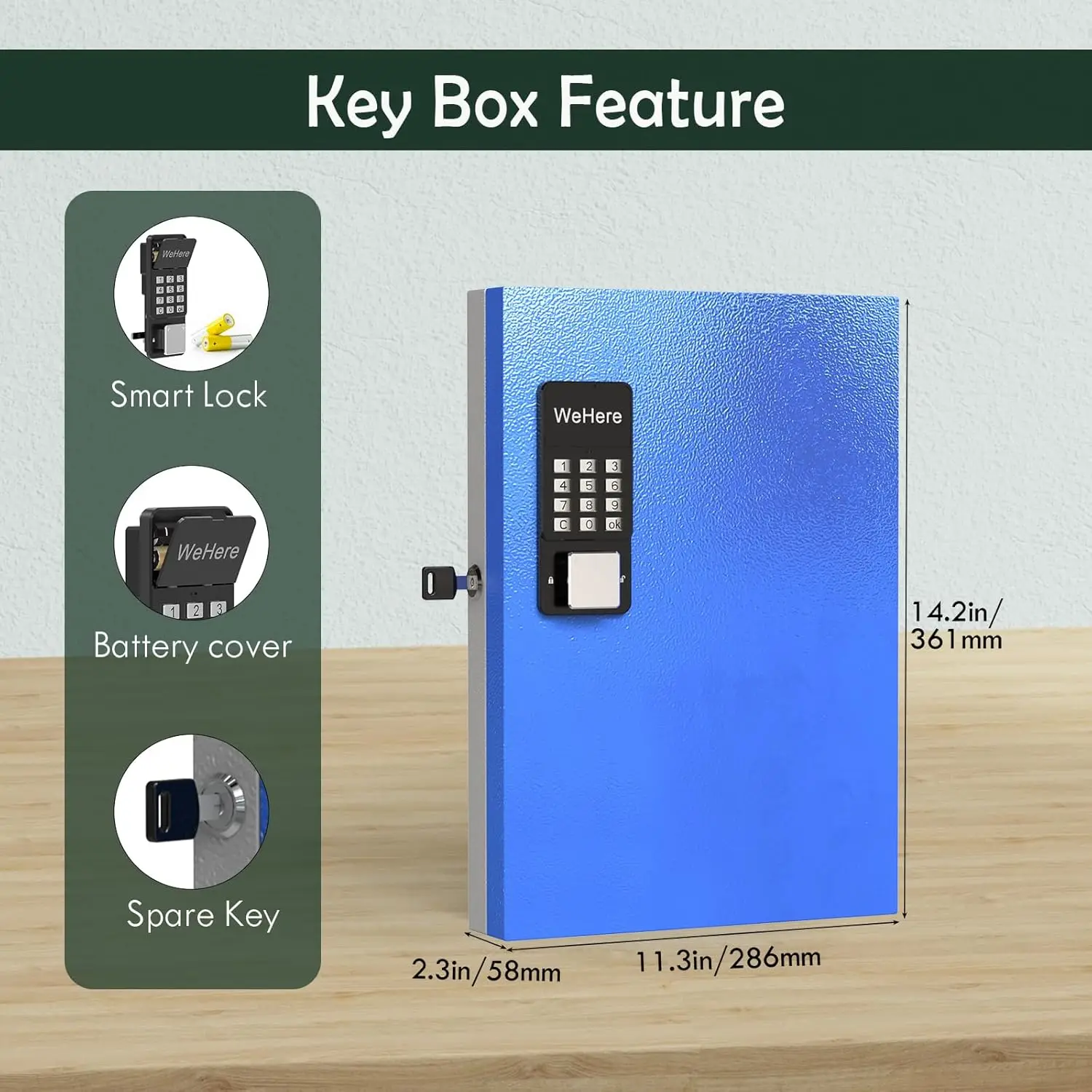 Key Safe Box zur Wandmontage (32 Tasten), Smart Key Cabinet, APP Bluetooth/einmaliges Passwort/Wi-Fi/Fixed Code/Schlüsselentriegelung, Schlüsselverwaltung