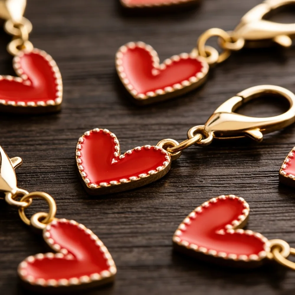 40Pcs Heart Shape Keychains Red Pink White Zinc Alloy Key Ring Bag Clip Birthday Gift Wedding Party Business Gift Graduation