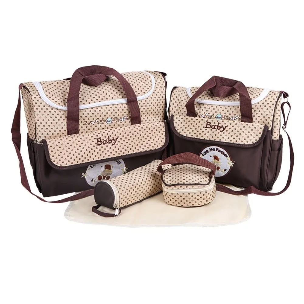 

5Pcs/set New Large Capacity Mommy Bag Waterproof Lightweight Diaper Bag Multifunctional Crossbody Bags Mother
