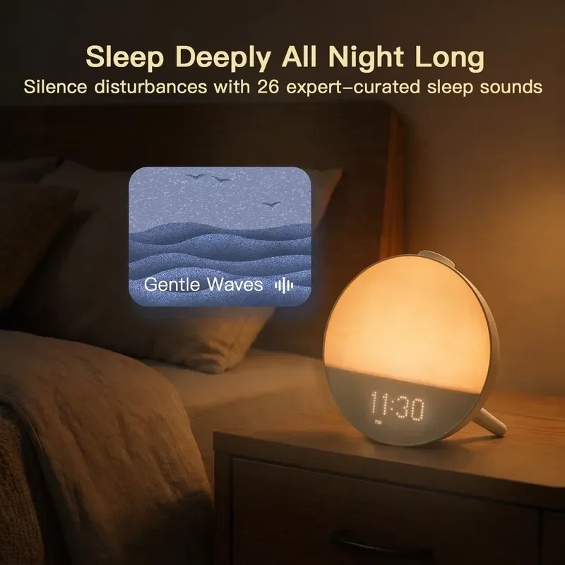 【CHIMU HOME】HiFiD W33APP Smart Sunrise Alarm Clock, APP Control White Noise Wake Up Light view 4