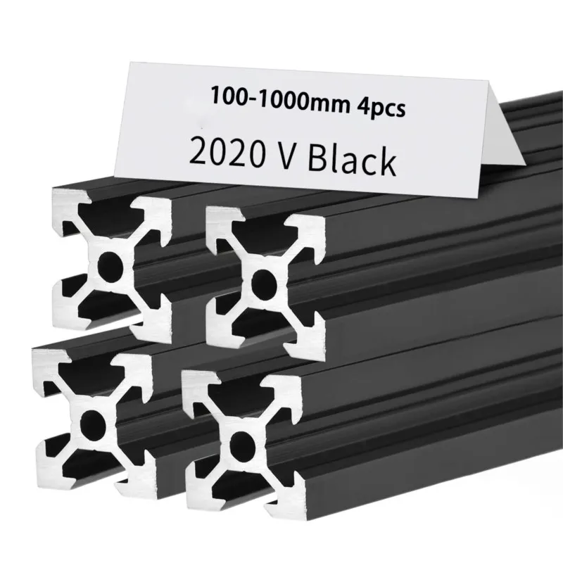 1Pcs 4Pcs 2020 V Slot European Standard Anodized Black Aluminum Extrusion Profile Linear Rail For CNC 3D Printer DIY