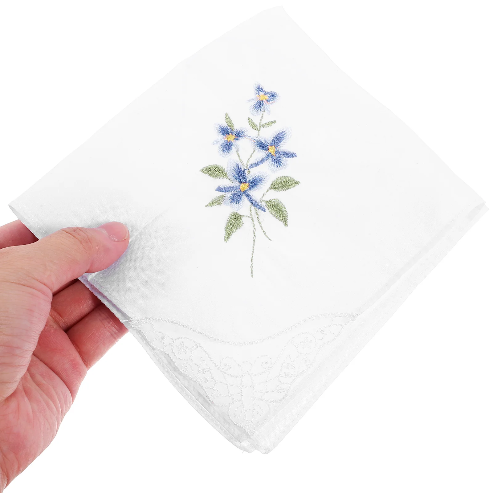 منديل دانتيل قطن مطرز مربع للنساء للاستخدام اليومي هدية حفلة الشاي مناديل دانتيل للنساء