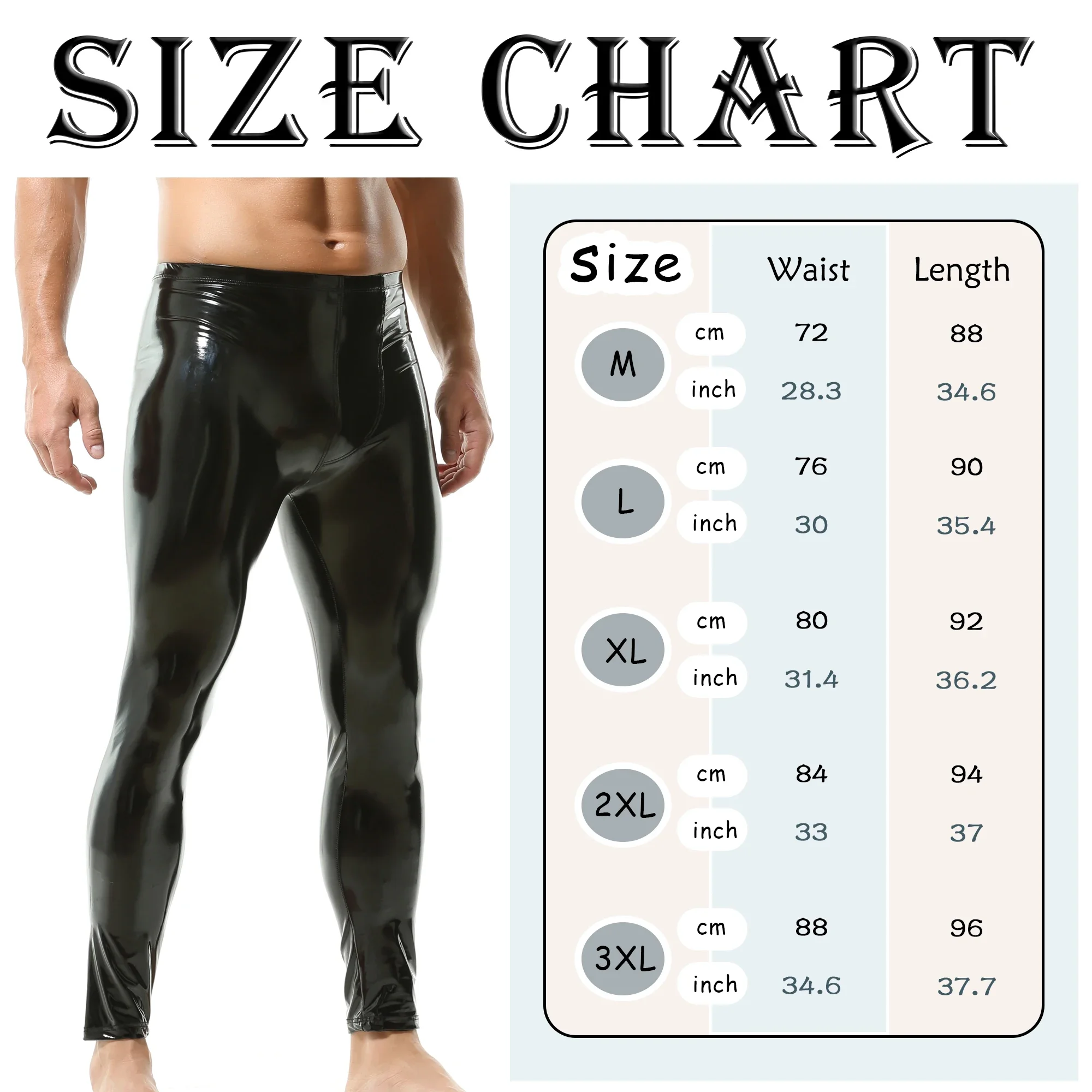 New Men PVC Patent Leather Leggings Clubwear Black/Red Slim Fit Nightclub Dance Costume Party Trousers Motorcycle Ridding Pants