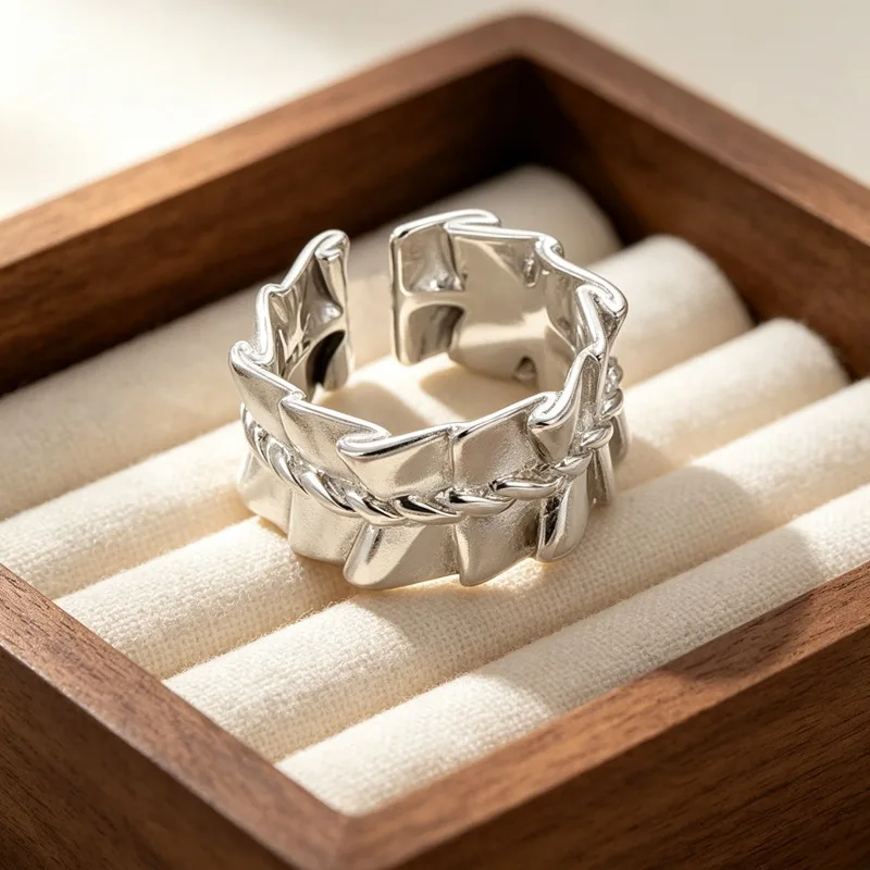 GANPUP Eleganter Süßer Spitzenblumen-Ring, Verstellbar, Offener Ring für Damen, Modischer Neuer Fingerring, Schmuck, Valentinstagsgeschenk, Party-Accessoire – Detail 3