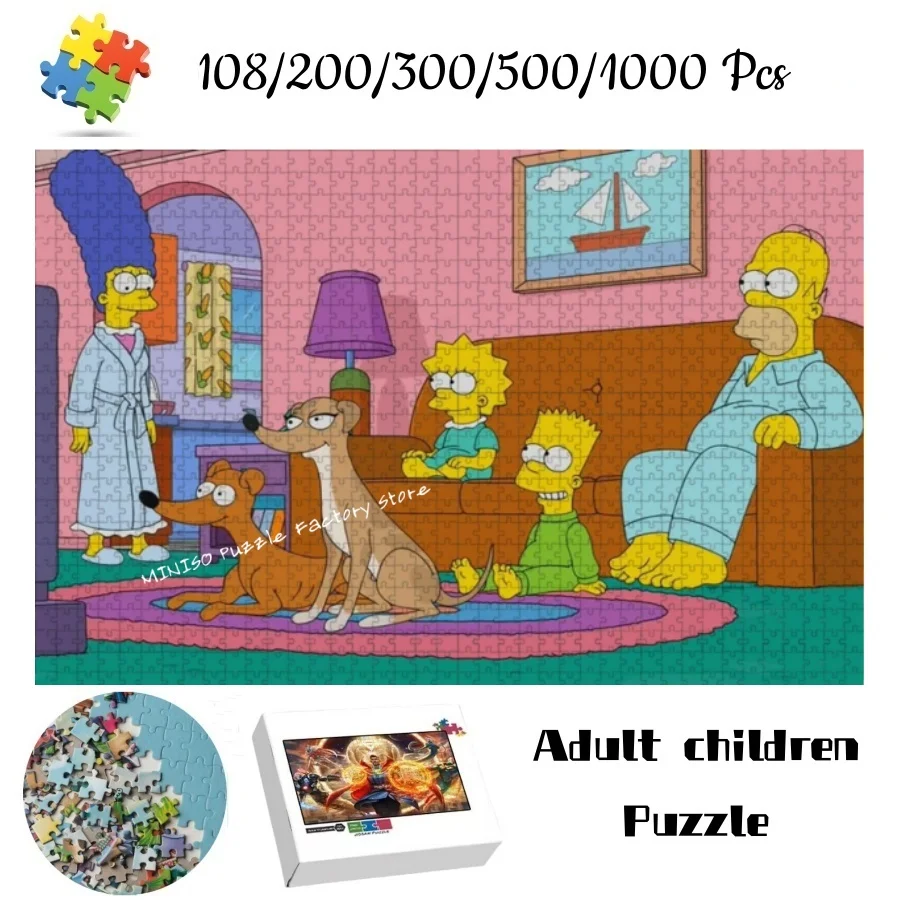 

The Simpsons Jigsaw Puzzle Tangram Game for Adults Children Multiple Size 108/200/300/500/1000 Pieces Wooden Puzzle Gift