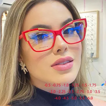 Stylowe okulary kocie oczy w kolorowych oprawkach PLUSY i MINUSY