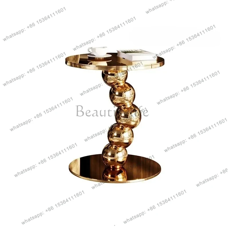 

Modern simple living room movable sofa side few light luxury small coffee table wabi sandy wind creative floor sofa side cabinet