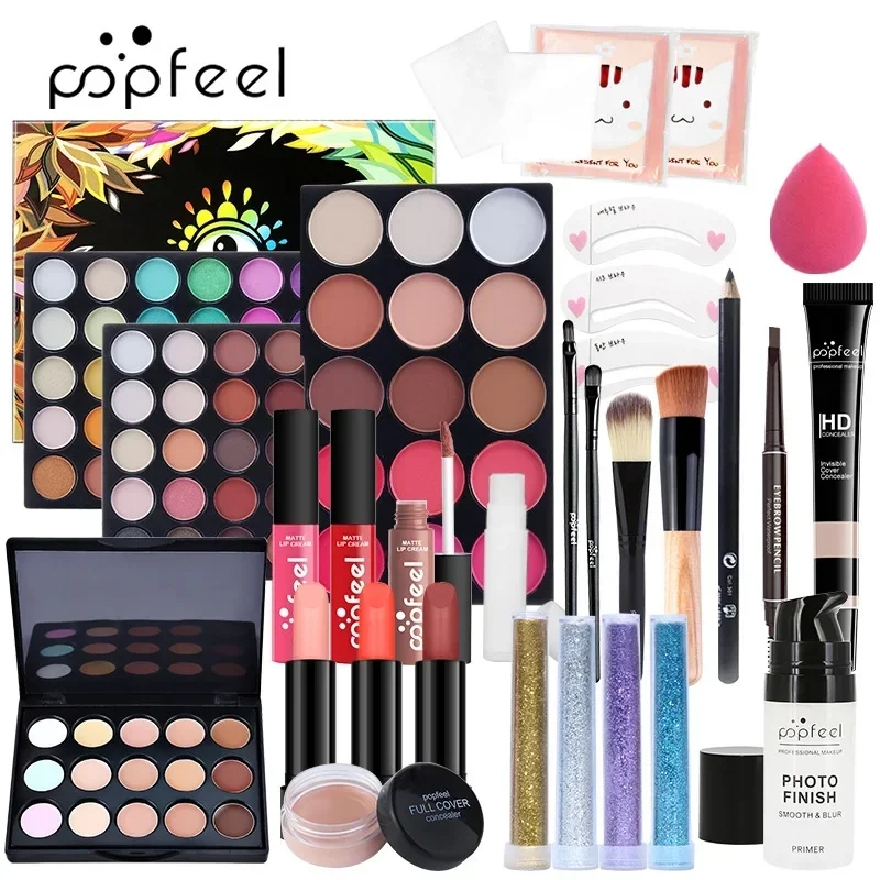 Bestseller Popfeel Make-up-Set, komplettes Set, All-in-One-Lidschatten, Eyeliner, Augenbrauenpuder, Concealer, Luxe-Sets, Geschenke für Frauen, Kosmetik