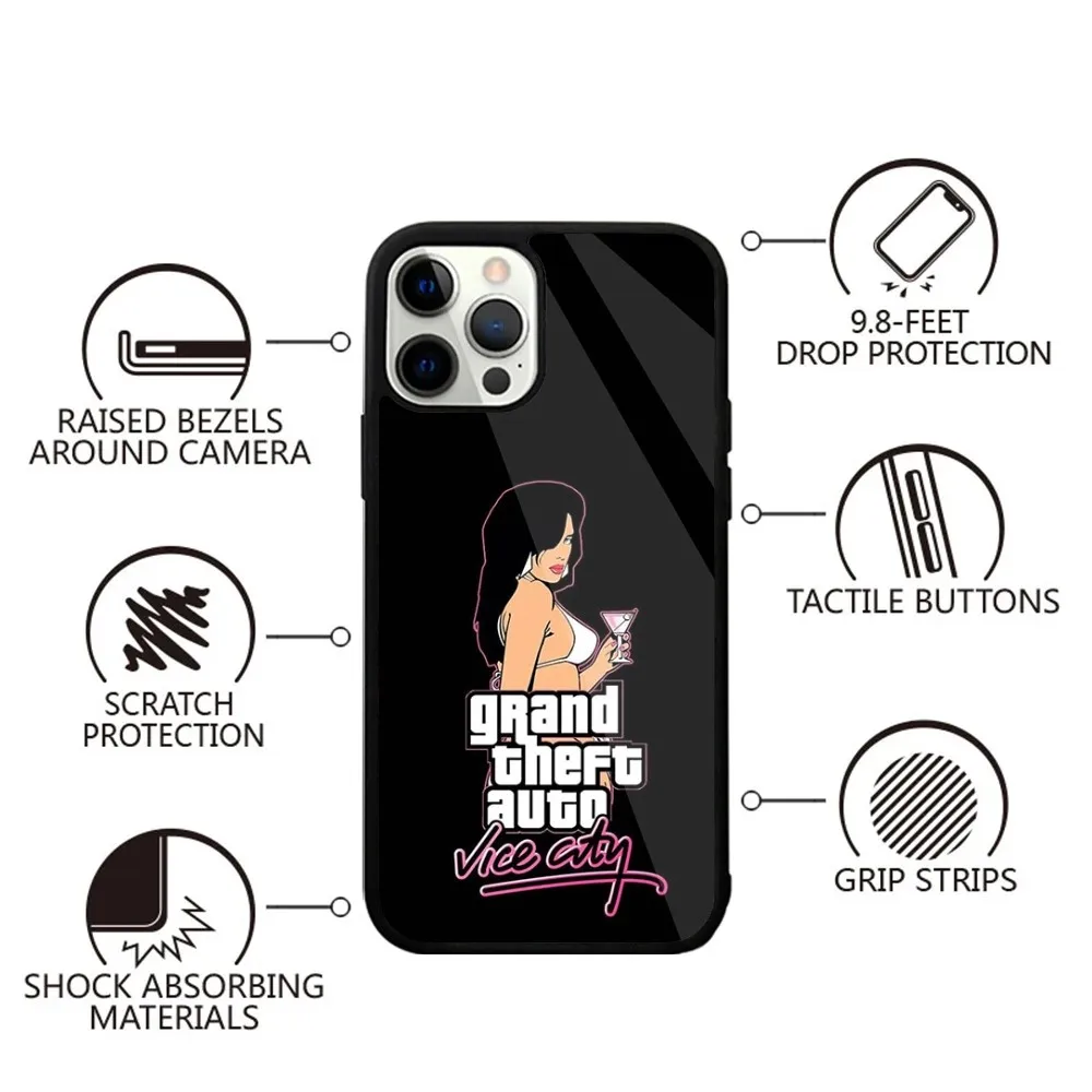 Game G-GTA 5 6 Vice City Phone Case For iPhone 15,14,13,12,11,Plus,Pro,Max Mini Magsafe Magnetic Wireless Charging