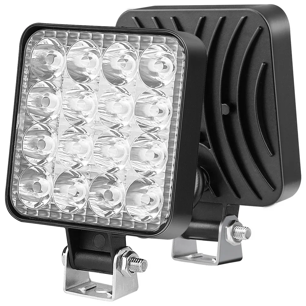 

1PCS 12V Waterproof Led Work Light Bar Square Spotlight 48W Work Light Headlight For Truck Off Road Night Driving Light For SUV