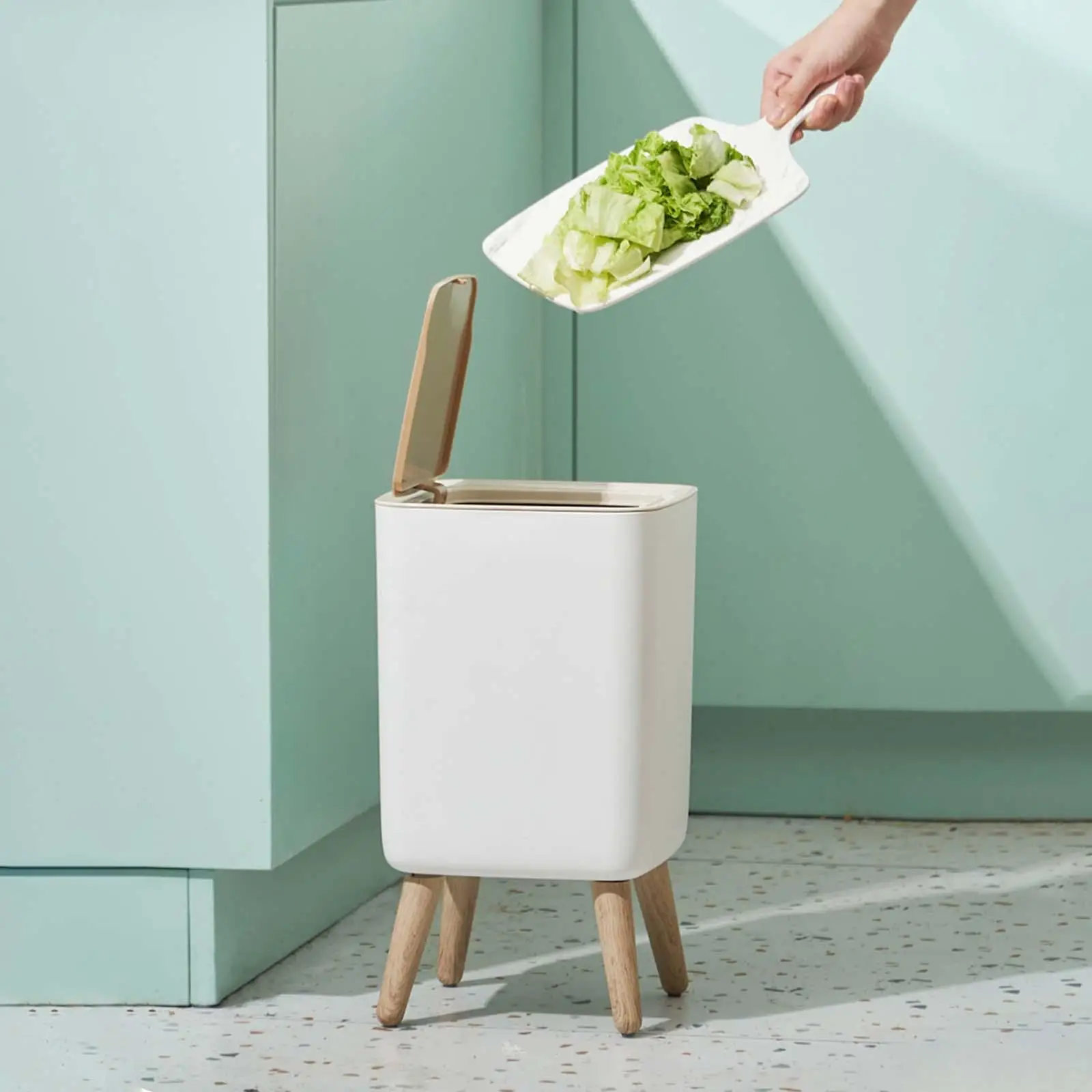 Tempat Sampah Meja Dapur, Tempat Sampah, Keranjang Sampah untuk Kamar Mandi, Sudut, Luar Ruangan