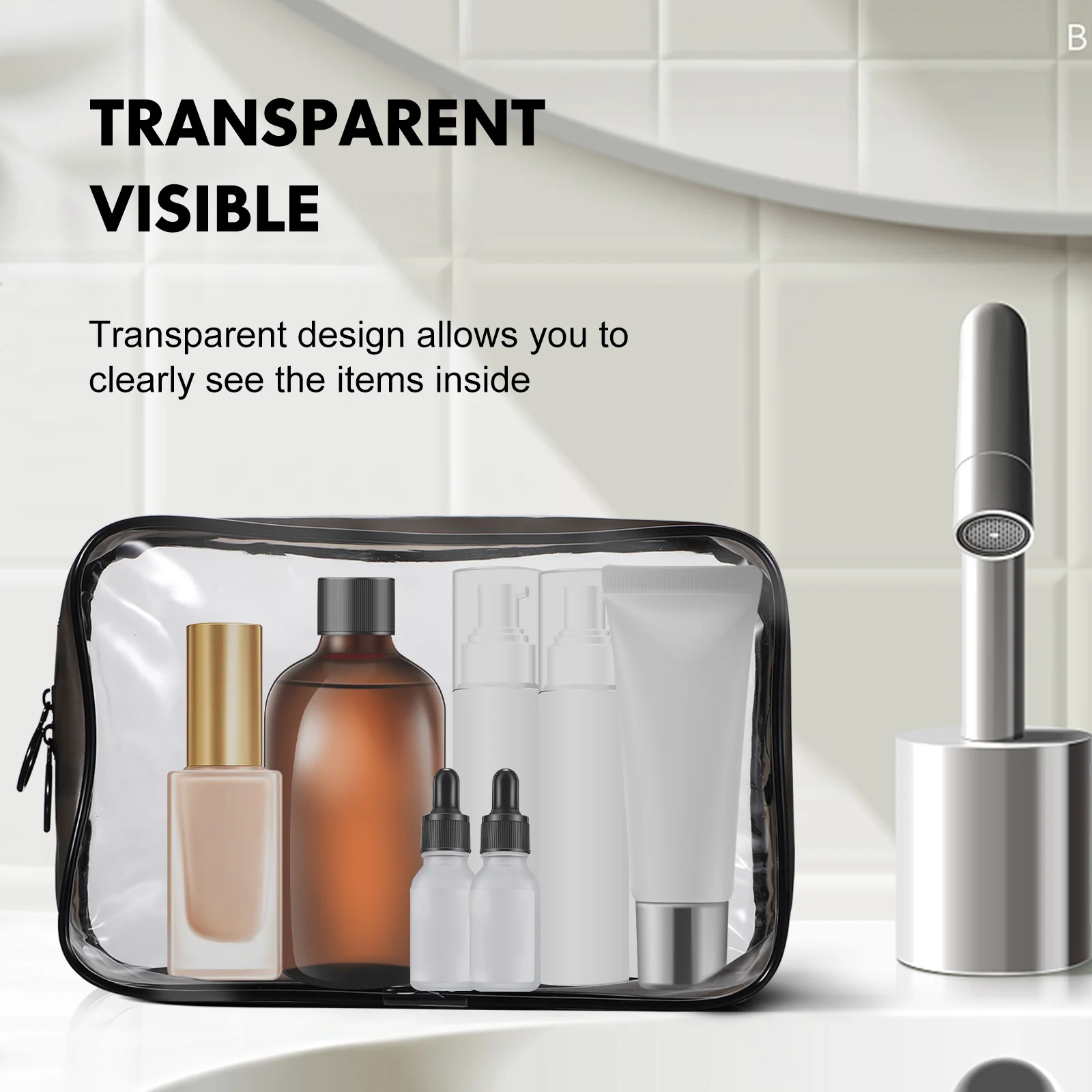 

3pcs Makeup Storage Bags Clear Travel Organizer Toiletry Bag Durable Portable Zipper Closure Business Gym Home Use 120