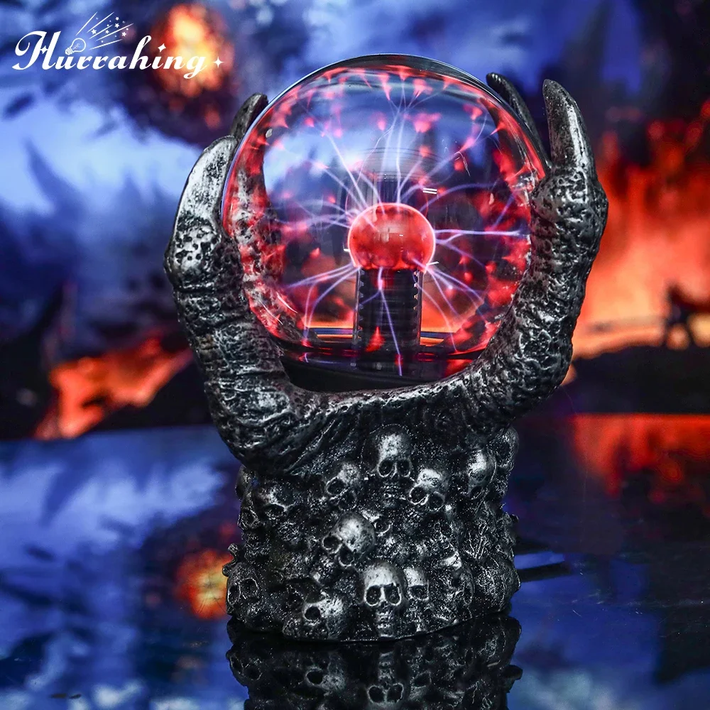 Hurrahing Four-Finger Ball-Holding Plasma Lamp 4-Inch Atmospheric Night Light Desktop Decor Halloween Gift Sale