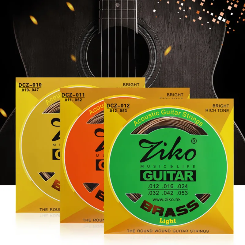 ZIKO DCZ 010 011 012 Acoustic Guitar Strings Brass Carbon Steel Hexagonal Alloy 1-6 Strings Accessories Parts