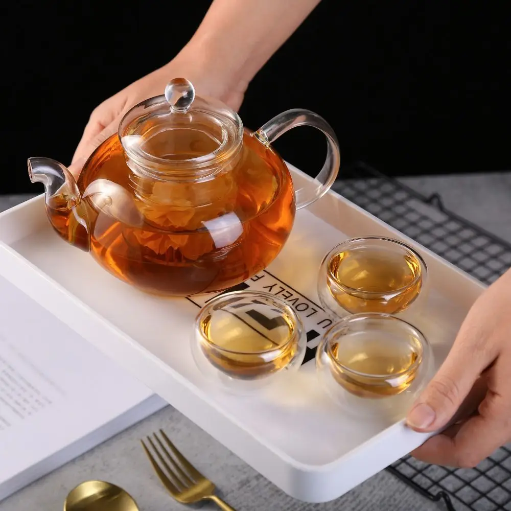 Elegant 400/600ml Japanese Style Tea Pot Heat Resistant Clear Glass Tea Cup Set Portable Large Capacity Teapot Kit Tea Lovers
