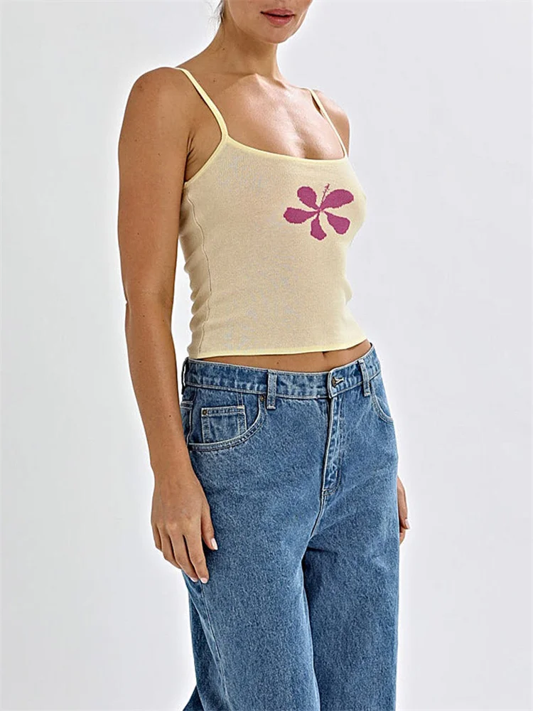 CHlearSTYLE-Mini GlafibrStrap Slim Fit pour Femme, Dos Ouvert, Imprimé Floral, Crop Précieux, Y-Camis Streetwear, Été, 2025