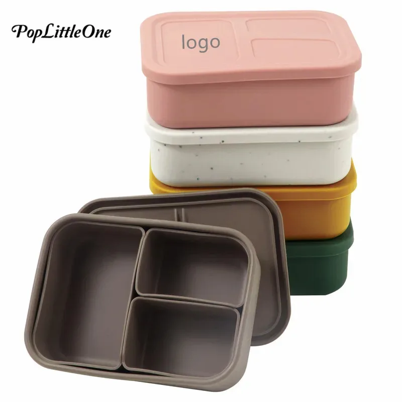 

Customized Baby Silicone Feeding Bowl Lunch Box With Lid Leak-Proof Food Container Detachable Dishes Plate Microwave Tableware