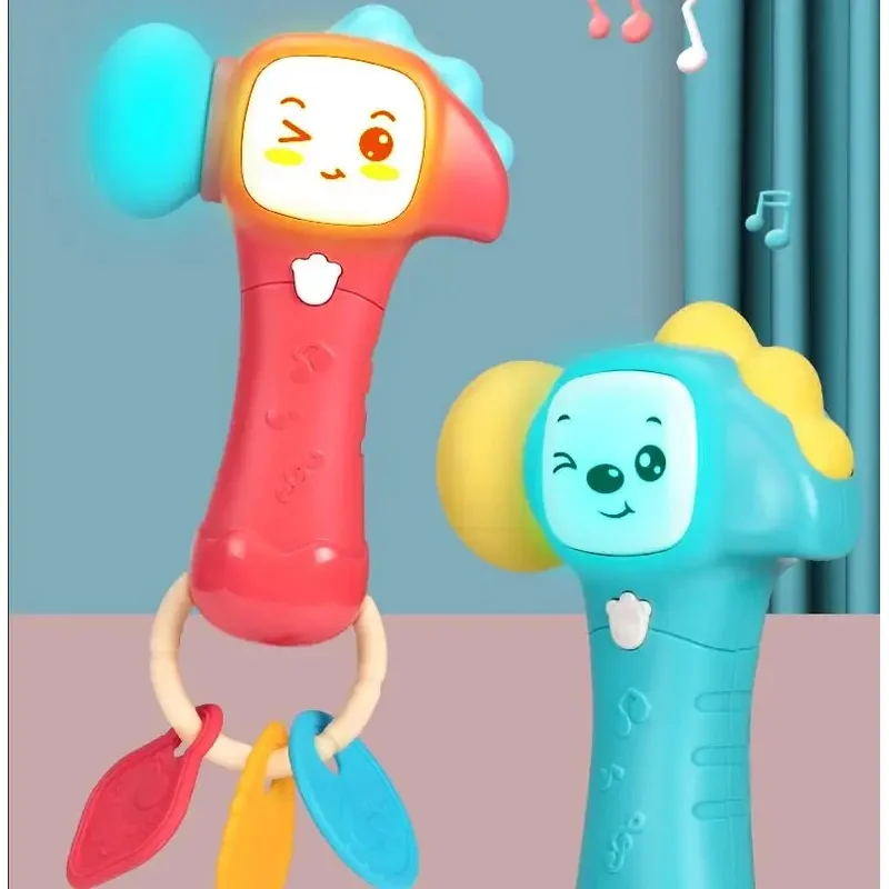 0-12M Baby Musical Can bite hammer Toys Newborn Soft Teether Rattles Educational Toy Mobile Soothing Vocal Music Rattles Toys