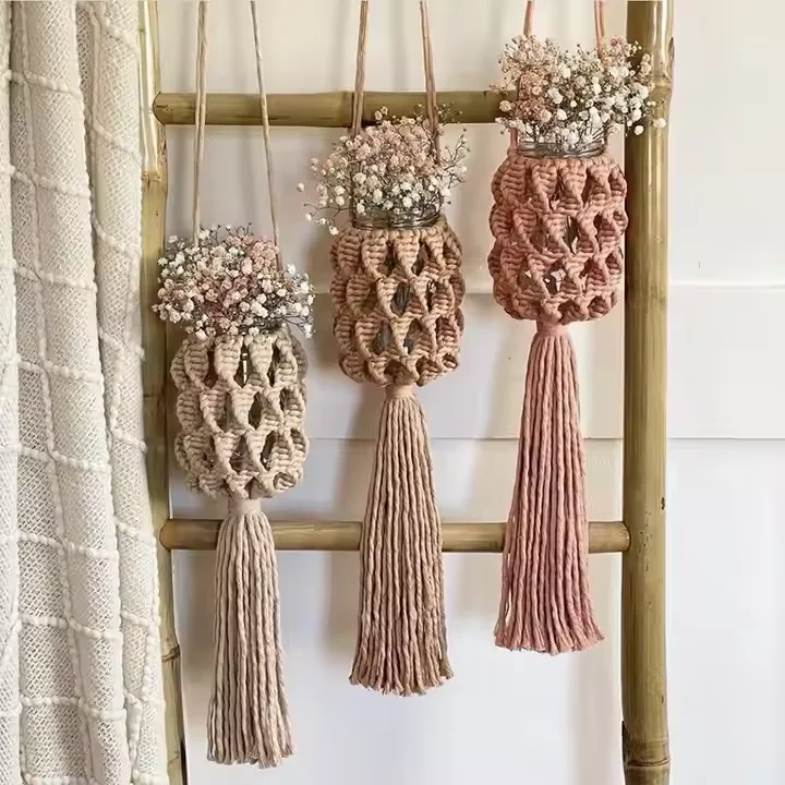 

Home Decoration Eco-friendly Accessories Plant Pot Hanger Indoor Pearls air Plant Hanger Macrame Plant Hanger Car
