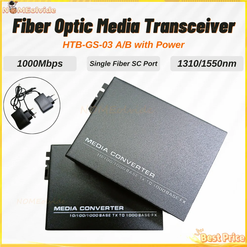 

HTB GS O3 Fiber Optical Media Converter 1-5pair With Power 1000mbps 25km Fast Gigabit Telecommunication Support SC Port