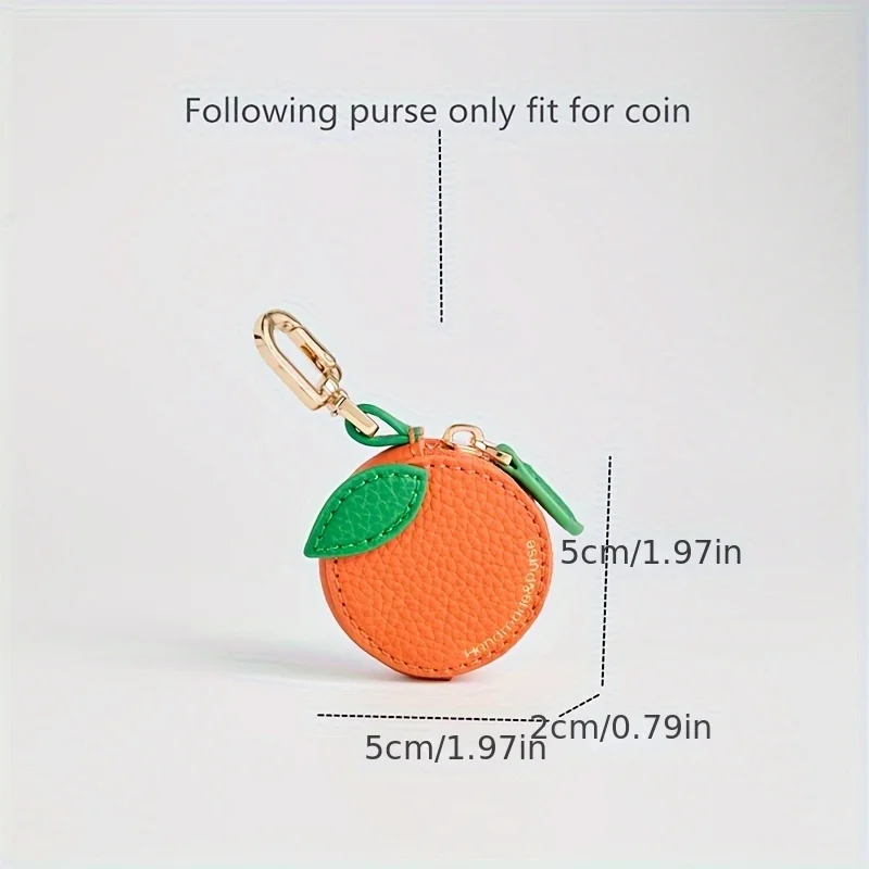 محفظة نقود معدنية ساحرة على شكل فاكهة برتقالية، حقيبة مفاتيح صغيرة لطيفة، محفظة هدية للفتيات والنساء لربيع وصيف 2025 جديد